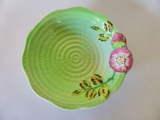 Vintage Shorter And Son Cereal Bowl,  1930s Green Floral Hand Painted Dish