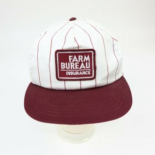 Vintage Farm Bureau Insurance Trucker Hat Cap Pin Stripe Embroidered Patch Usa