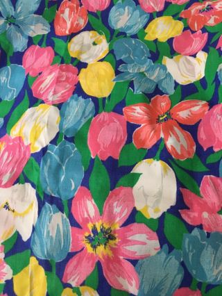 Private 1 1/2 Yds Vtg 70s 80s Rosenblatt Rainbow Pastel Tulip Flowers Cot Fabric