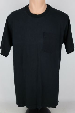 Vintage Mens Large Faded Black Preshrunk Cotton Single Stitch Pocket T Shirt Usa