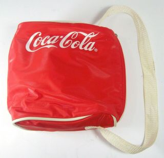 Coca - Cola Vintage Style Soft Cooler Lunch Or Drinks Compact Coke Bag W/ Zipper