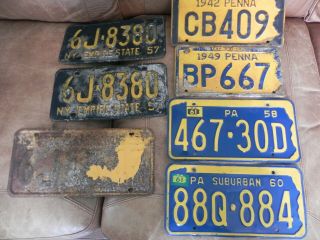 Vintage/antique Licence - Plates York /pa/penn - 39/42/49/57/58/60