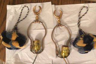Vintage Frederick Cooper Lamp Sockets Finials Tassels And Harps Pair