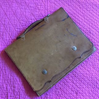 Vintage Leather Portfolio Attache Briefcase Laptop Tote