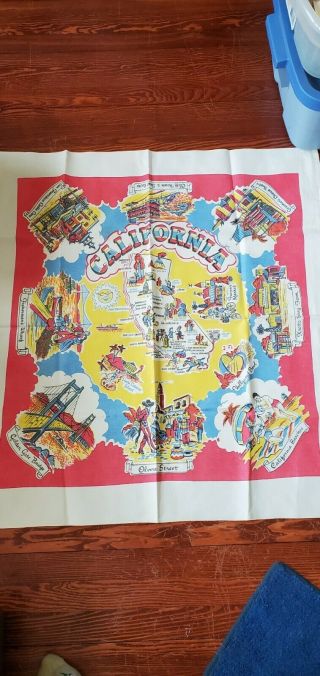 Vintage Linen California Souvenir Tablecloth No Disney