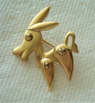 Vintage Crown Trifari Gold Tone Donkey Brooch Pin