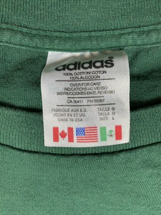 Adidas T - Shirt Men ' s Size Large/XL Green Embroidered Logo Vtg 90s Made in USA 2