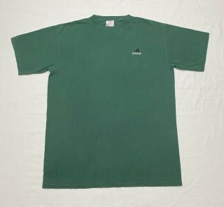 Adidas T - Shirt Men ' s Size Large/XL Green Embroidered Logo Vtg 90s Made in USA 3