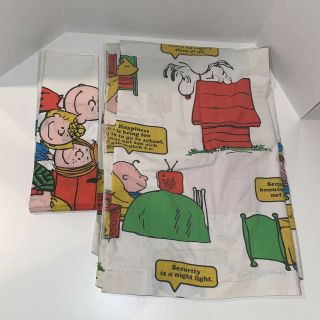 Vintage Peanuts Twin Sheet 1971 Flat/1 Pillowcase Happiness Gang