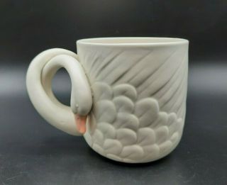 Vintage 1983 Fitz And Floyd Double Intertwined White Swans Mug