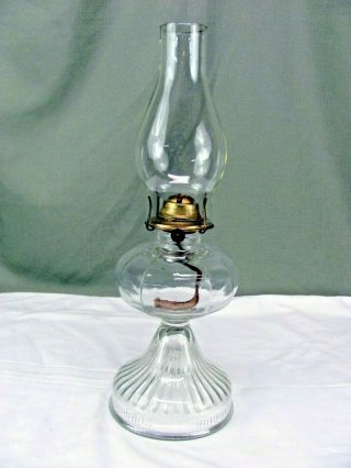Vintage Eagle - Ribbed Clear Glass Hurricane Oil Lamp / Lantern - P&a Dorset