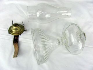 Vintage Eagle - Ribbed Clear Glass Hurricane Oil Lamp / Lantern - P&A Dorset 3