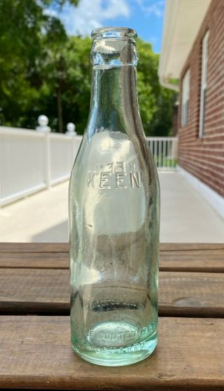 Vintage Straight Side Keen Coca - Cola Bottle Green Glass River Junction,  Fla