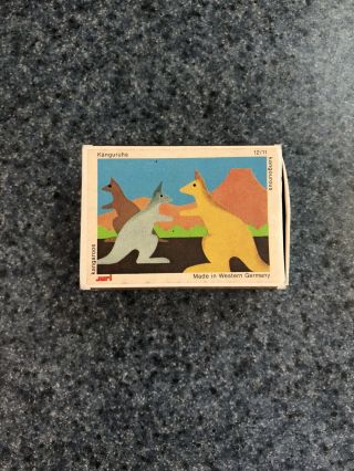Juri Matchbox Toy Wooden Kangaroo Set West Germany Miniature Vintage