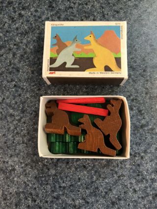 Juri Matchbox Toy Wooden Kangaroo Set West Germany Miniature Vintage 3