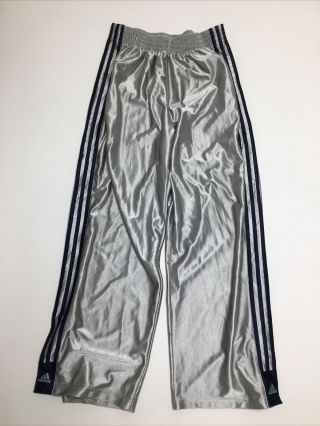 Vtg 90s Adidas Mens Large Basketball Warm Up Track Pants Gray Snap Pockets