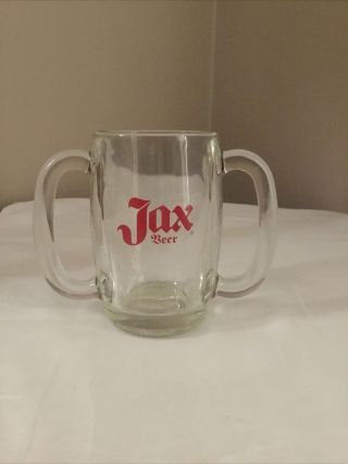 Vintage Louisiana Orleans Jax Beer Thick Glass Double Handle Mug