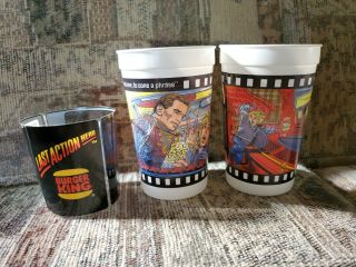 1993 Vintage Last Action Hero Burger King Action Cup W/ Action Sleeve
