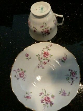 Vintage Tea Cup And Saucer Mini Pink Roses English Fine Bone China