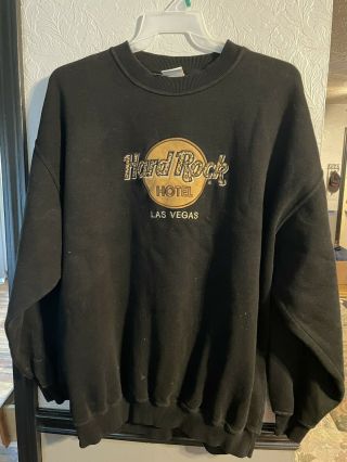 Vintage Hard Rock Cafe Las Vegas Crewneck Sweatshirt Black 90s L Usa
