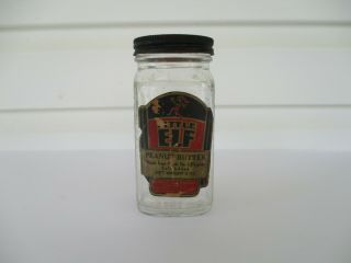 Vintage Little Elf Foods Peanut Butter Jar Bursley & Company Anchor Hocking