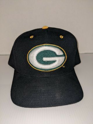 Vintage 90s Green Bay Packers Drew Pearson Old English Snapback Script Hat