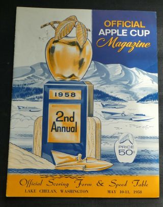Vintage 1958 Apple Cup Lake Chelan,  Washington 2nd Annual Hydroplane Program