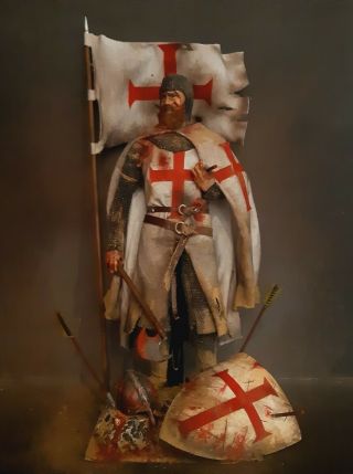 12 " Custom Wounded Templar Knight Crusader,  Medieval Warrior 1/6 Figure Ignite