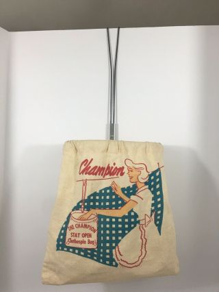 Vtg Champion Stay Open Clothespin Bag Vguc