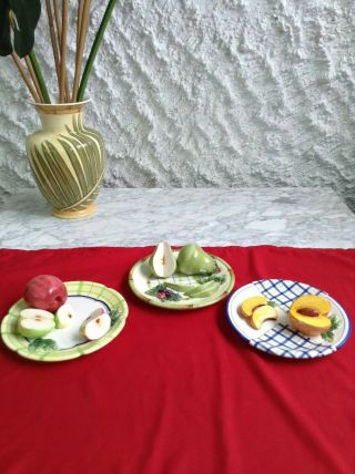 Vintage Bella Casa By Ganz 3d Wall Decorative Apple,  Pear And Peachfruit Plate