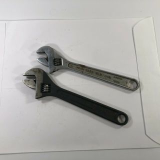 2 Vintage Adjustable Wrenches Smooth Action Usa Crestoloy Crescent Tool Co 8 In