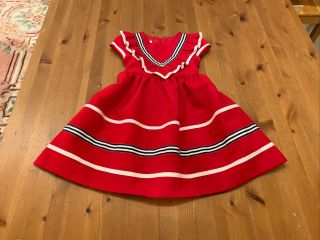 Vintage Bonnie Jean Girls Sz 5 Red Dress Ruffles Stripes