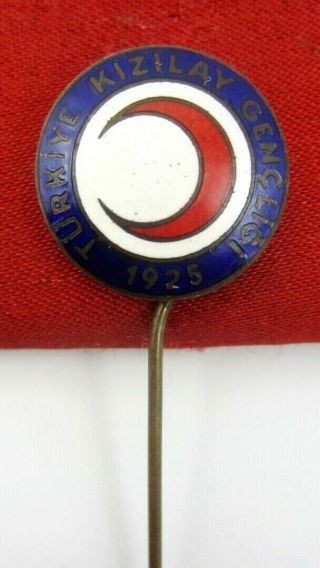 Vintage Turkey Turkish Red Crescent 1925 Pin Badge Extremely Rare Red Cross