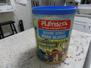1975 Playskool Sesame Street Wood Blocks Container