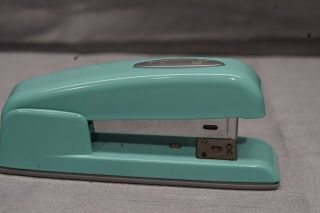 Vintage Cub Swingline Art Deco Teal Blue/Green Desk Stapler 3