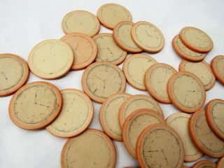 Vintage Clay Poker Chips 38 Piece Set Rare Clock Face Antique Gambling Money