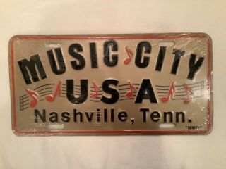 Vintage Country Music City Usa Nashville Tennessee Metal License Plate