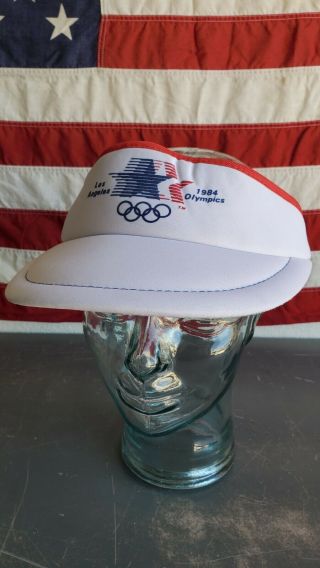 Vtg 1984 Los Angeles Olympics Visor Hat Adjustable Old School Usa