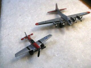 2 Vintage Die Cast Tootsie Toy Prop Plane B - 17 Bomber & P 51 Mustang