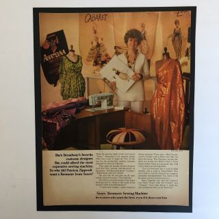 1969 Vintage Sears Roebuck Kenmore Sewing Machine Color Print Ad W/zorba 10”x13”