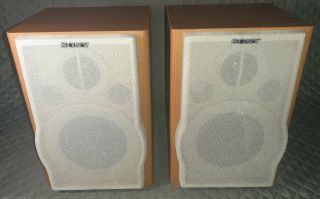 Vintage Pair Sony Wood Bookshelf Speakers Ss - Cep707 Stereo System Small Case