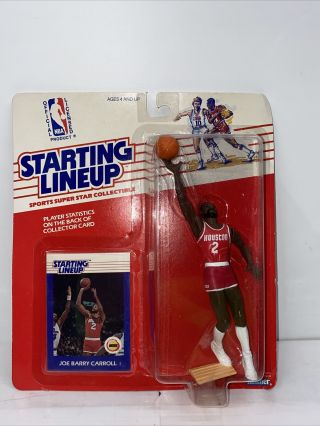 1988 Kenner Nba Starting Lineup Set Break Joe Barry Carroll Houston Rockets Moc