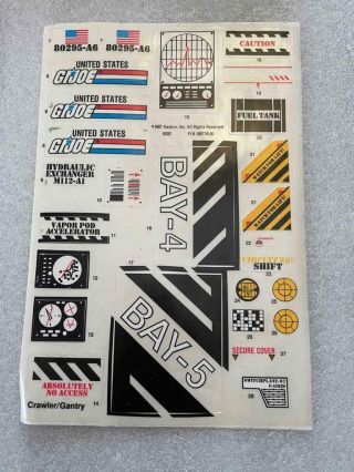 Vintage Hasbro Gi Joe 1987 Defiant Crawler Sticker Sheet