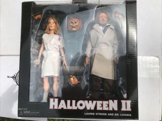 Neca Halloween Ii Laurie Strode & Dr.  Loomis 8 " Clothed Figures Reel Toys Sam