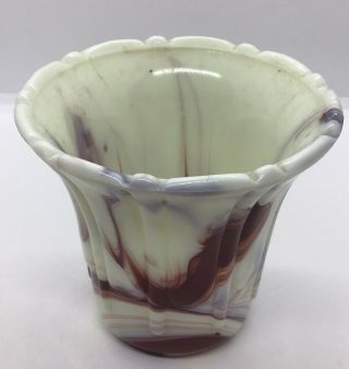 Vintage Akro Agate Vase With Oxblood.  Uv.  3 1/2” Tall.