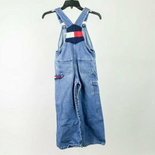 Vintage Retro 90s Tommy Hilfiger Flag Embroidered Wide Leg Overalls Small