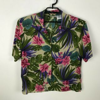 Vintage ? 90s Units Hawaiian Shirt Size L Multicolor Floral Short Sleeve Rayon