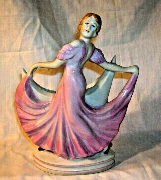 Vintage - Antique Dancing Lady Porcelain Vase Made In Japan