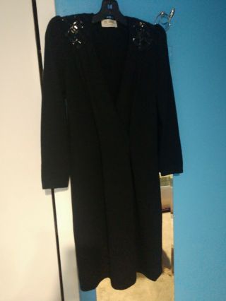 Vintage St John For Sacks Black Knit Sweater Wrap Evening Dress Size 6/8