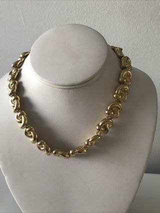 Vintage Signed Nina Ricci Gold Tone Choker Necklace (kt6)
